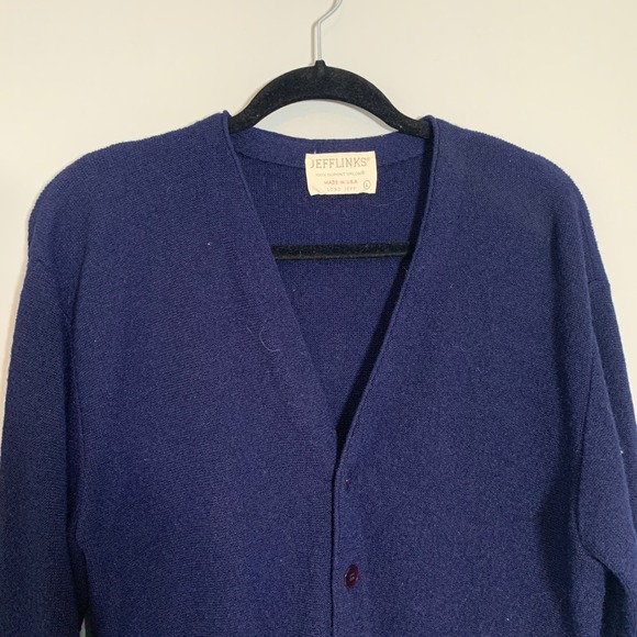 Vintage Lord Jeff Jefflinks Navy Blue Button Cardigan Sweater Made in USA - Picture 4 of 10